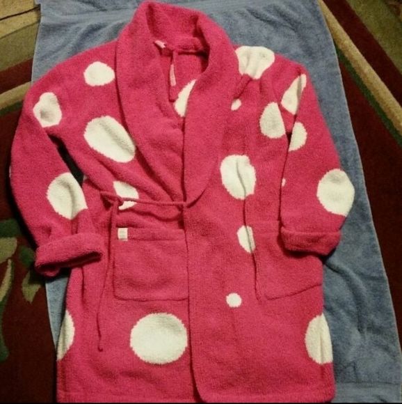 Vintage Pink And Black Polka Dot Women's Robe